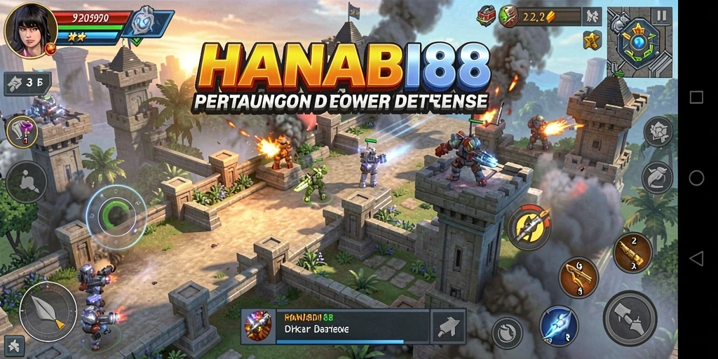 Tangkapan layar menampilkan aksi seru dalam game Tower Defense.