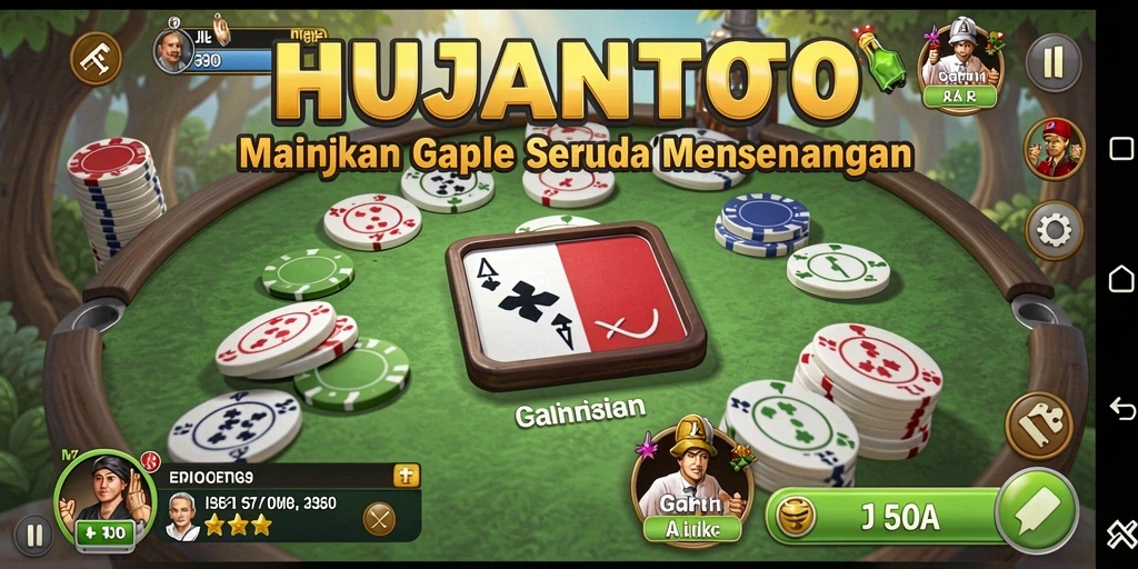 Screenshot gameplay HUJANTOTO yang menampilkan serunya bermain Gaple.