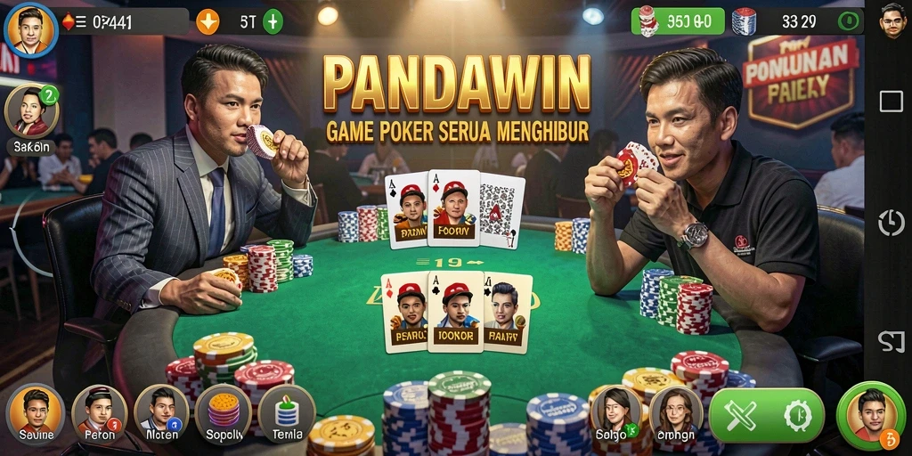 Tampilan gameplay seru dari PANDAWIN dengan suasana poker yang menegangkan.
