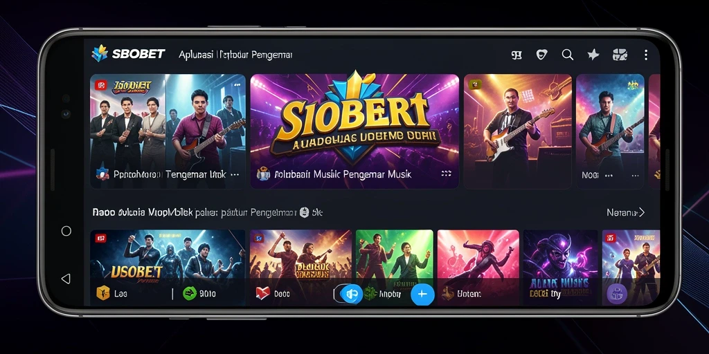 Tampilan screenshot SBOBET menunjukkan antarmuka aplikasi musik yang menarik.