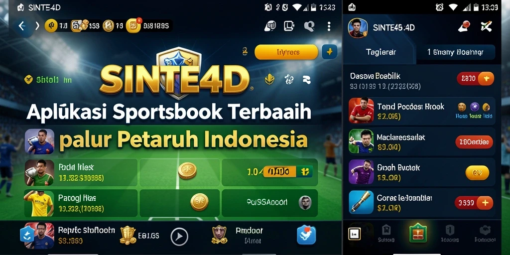 Tampilan menarik aplikasi SINTE4D dengan fitur Sportsbook yang lengkap.
