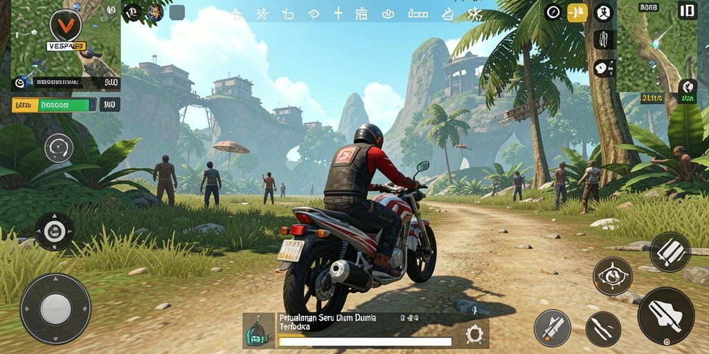 Tampilan gameplay seru dalam dunia terbuka VESPA69.