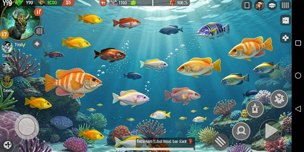 Screenshot gameplay Y89 menampilkan aksi menangkap ikan yang seru.